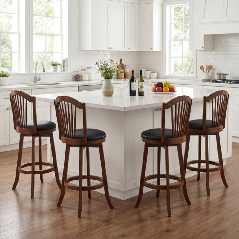 Kitchen Island Swivel Bar Stools with Backrests and Wood Frame Set of 2 image number 3