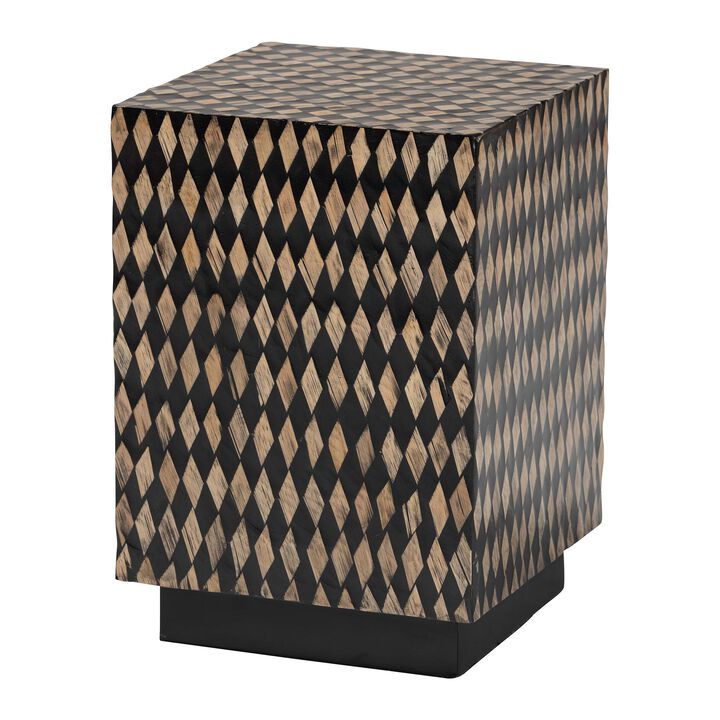 bali & pari Paulo Decorative End Table with Bamboo Diamond Pattern - Modern Accent Side Table for Living Room or Bedroom, Square