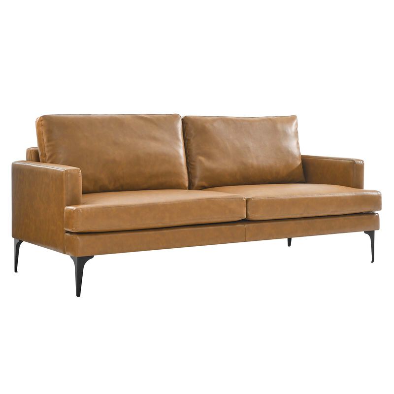 Evermore Vegan Leather Sofa Brown EEI-6049-TAN