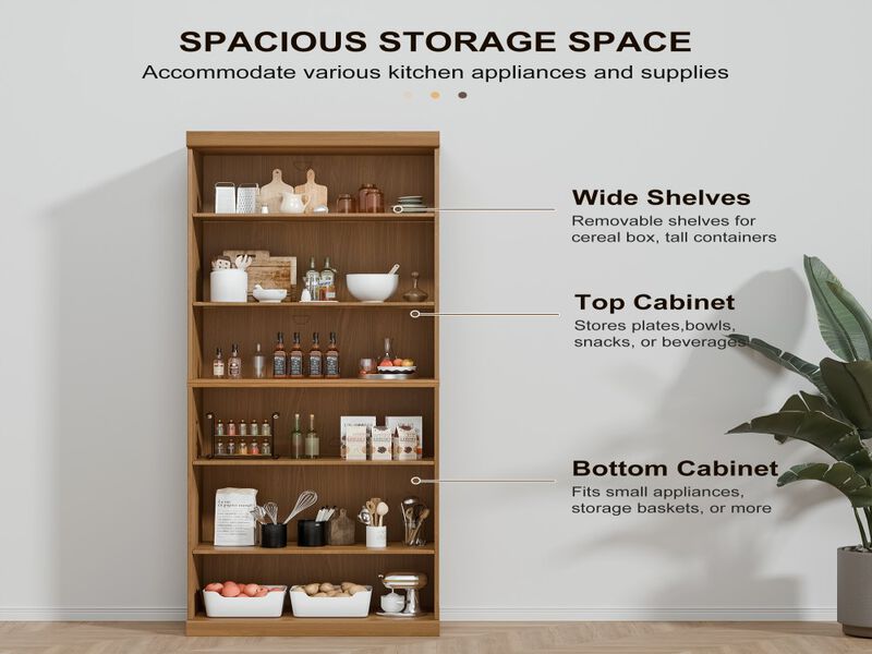 82" Wood Grain Doorless Decorative Storage Cabinet Bookcase