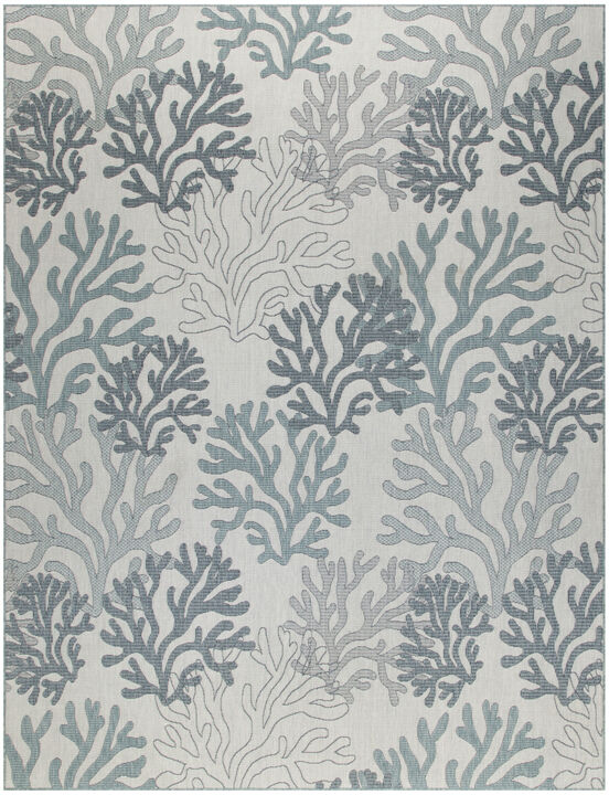 HomeRoots 9' X 12' Blue And Ivory Nautical Indoor Outdoor Area Rug