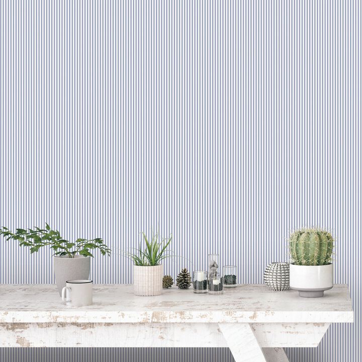 Miniatures 3 Ticking Stripe Blue Wallpaper G68740