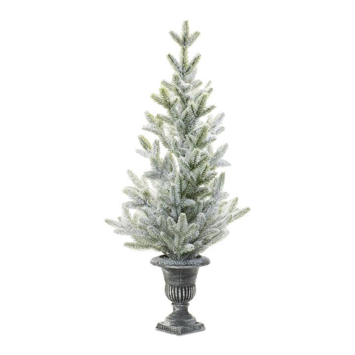 Potted Mini Pine Tree in Classic Urn for Holiday Centerpiece or Console Display