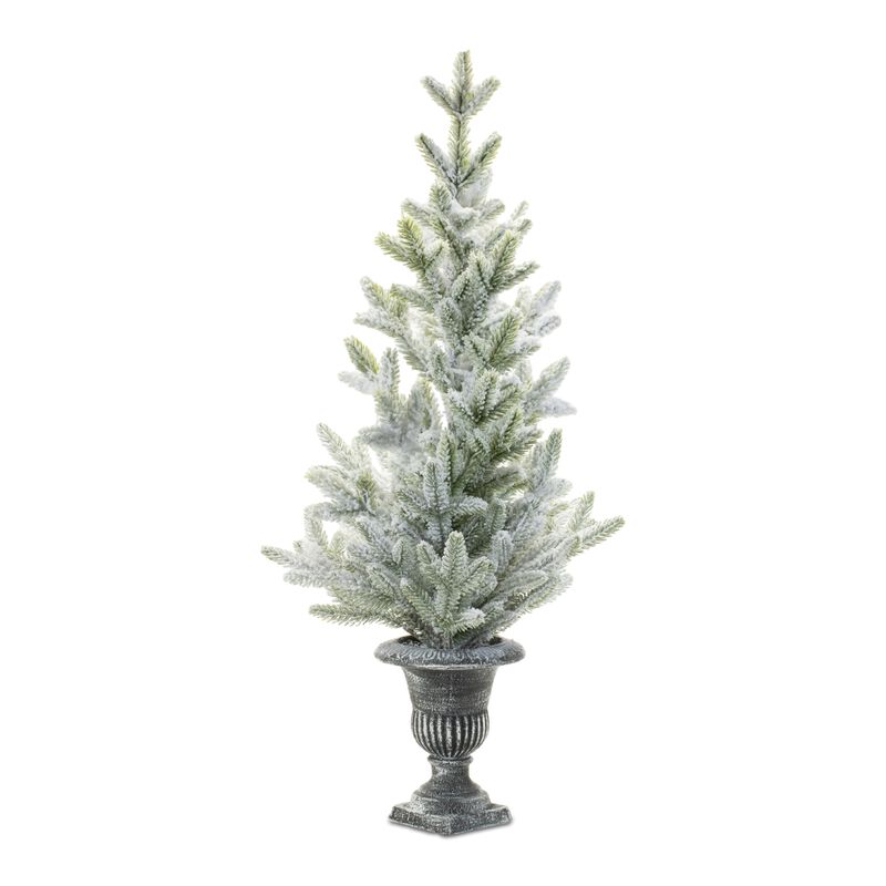 Potted Mini Pine Tree in Classic Urn for Holiday Centerpiece or Console Display
