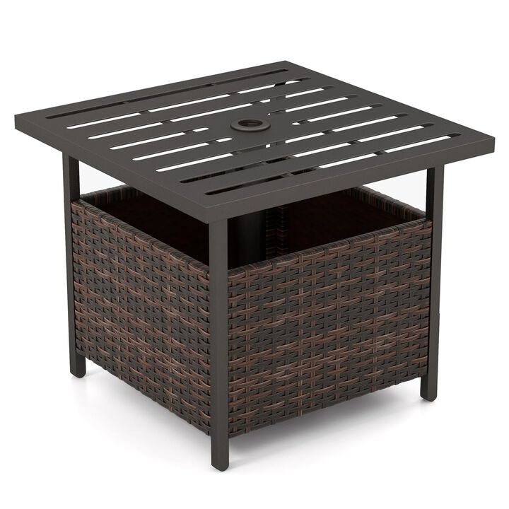 Outdoor Patio Rattan Wicker Steel Side Deck Table