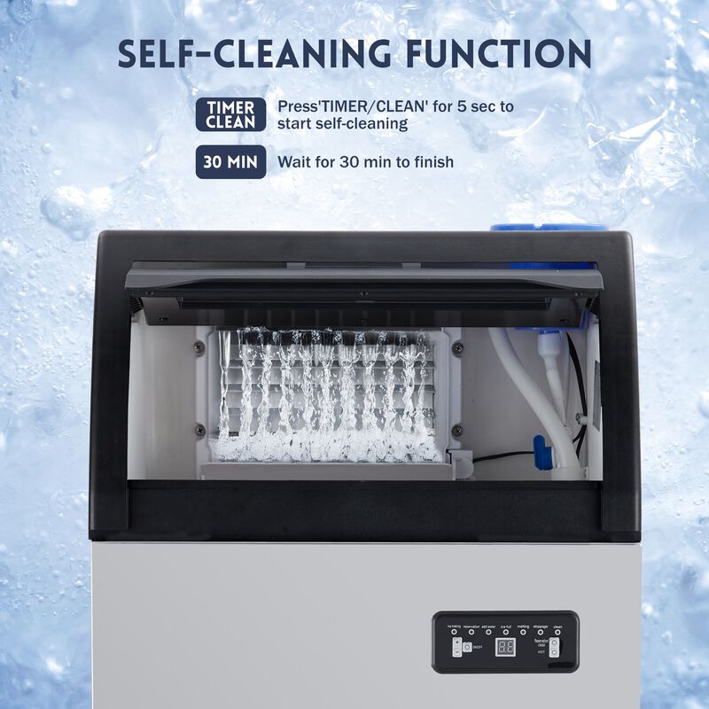 Commercial Ice Maker, 100 LBS/24H Self-Cleaning, 2 Water Inlet Modes&Storage Bin for Bar, Restaurant image number 2
