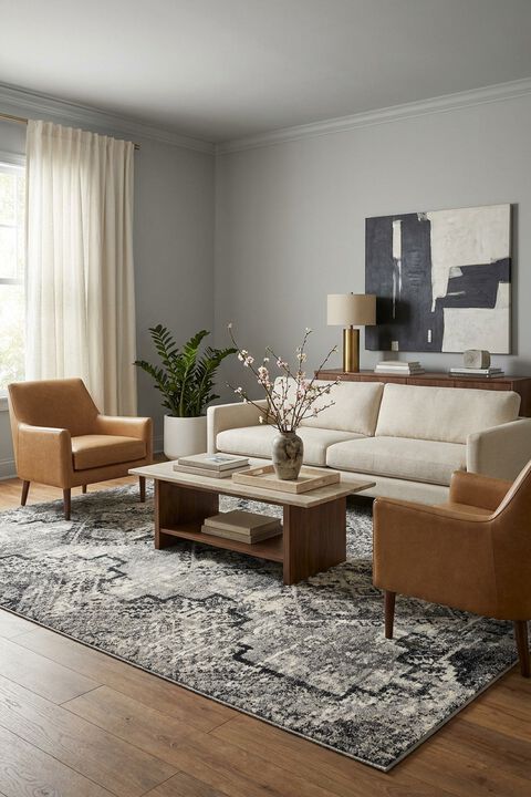 Viera VR-10 Grey/Black 3'10" x 5'7" Rug