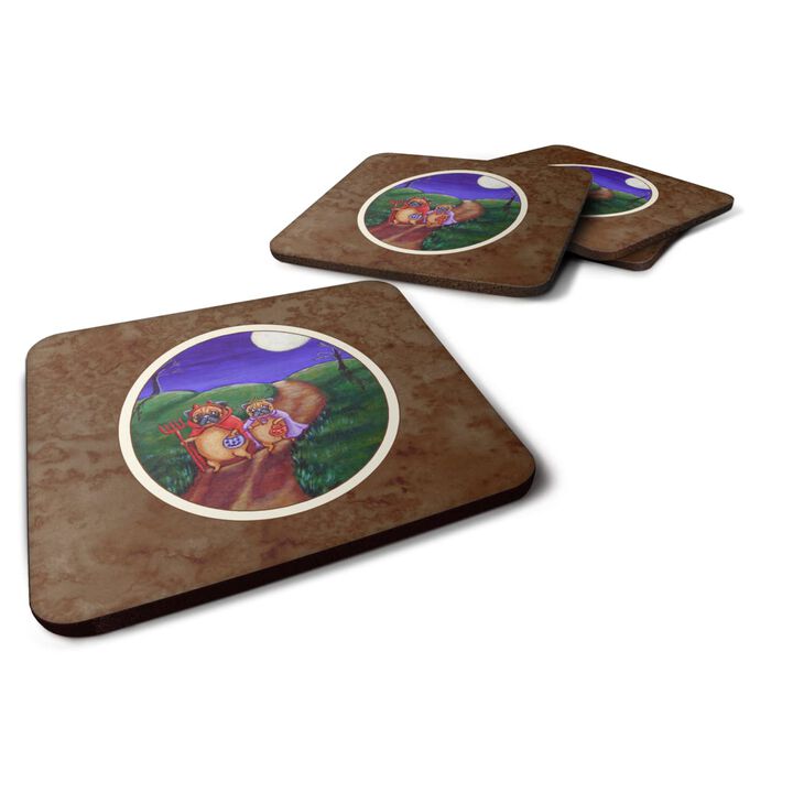 Caroline's Treasures 7281FC Trick Or Treat Halloween Pug Foam Coasters (Set of 4), 3.5, Multicolor