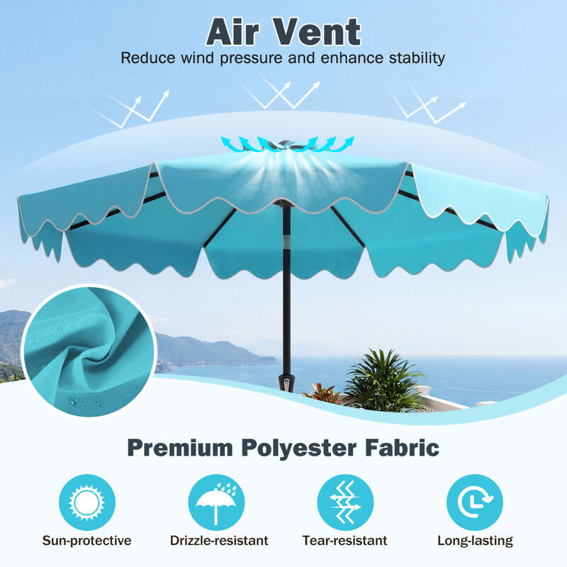 9 Feet Patio Umbrella with Weighted Base and Sandbags image number 6