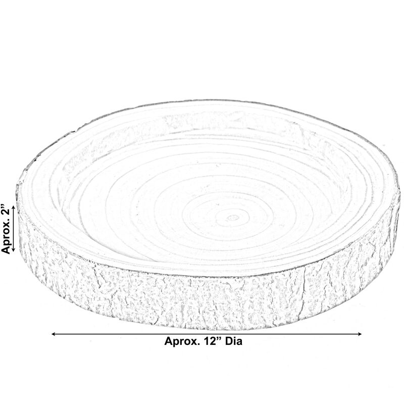 Wood Tree Bark Indented Display Tray Serving Plate Platter Charger - 12 Inch Dia