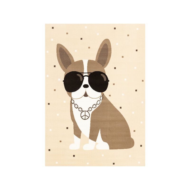 Novelle Home Functional Kids Beige Brown Swaggy Dog Area Rug, 3'11 x 5'7 image number 0