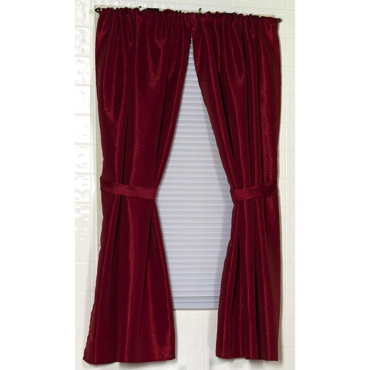 Carnation Home Fashions "Lauren" Diamond-Piqued, 100% Polyester Window Curtain - Burgundy 34x54"