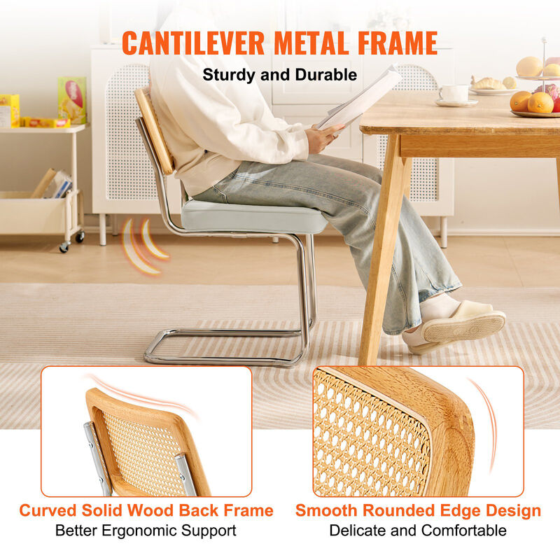 Set of 4 Rattan Dining Chairs Mid Century Modern Velvet Upholstered Accent Chairs