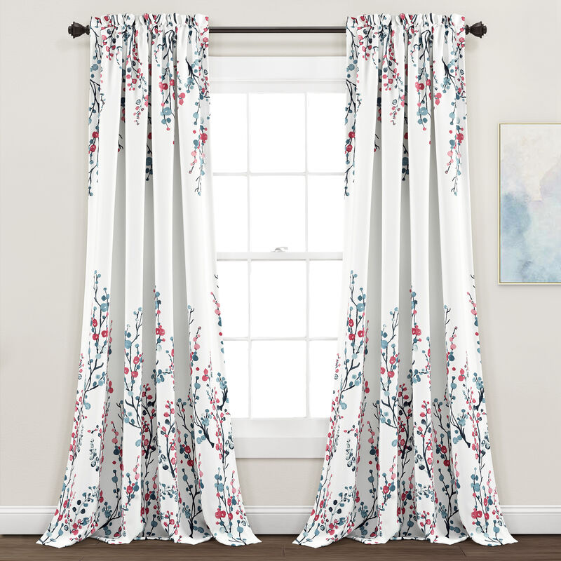 Mirabelle Watercolor Floral Light Filtering Window Curtain Panels