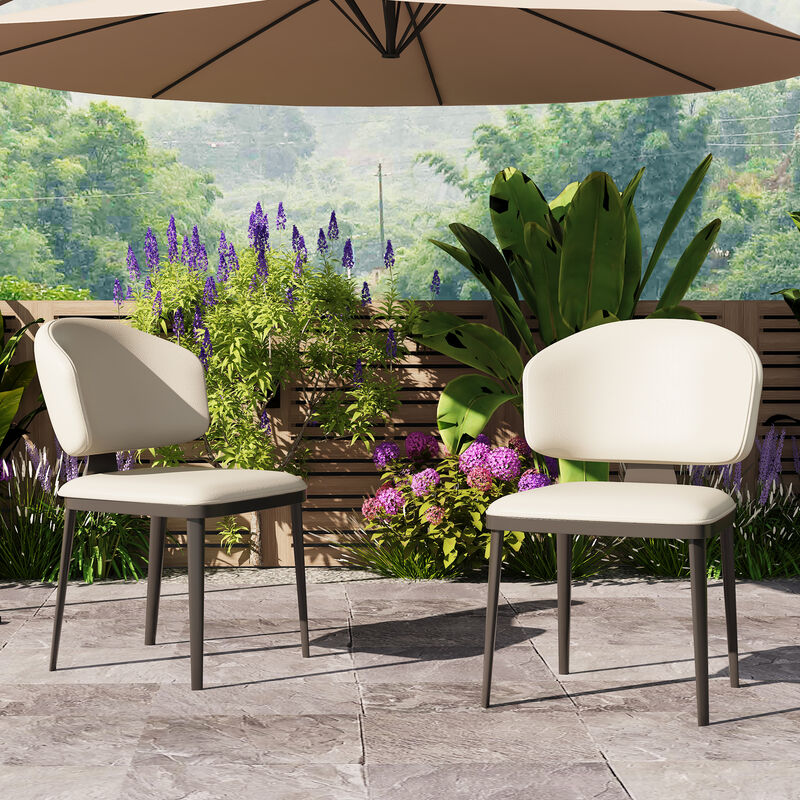 Leather Dining Chair with Metal Legs 2-piece 21.45" White