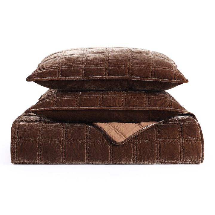Stella Brown King Pintuck Quilt Set