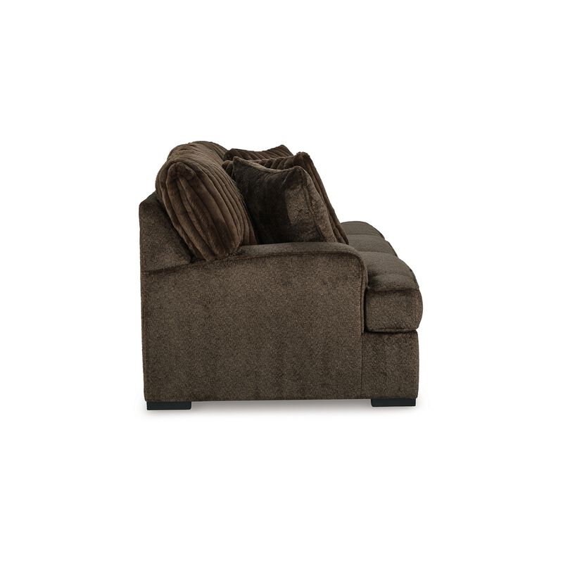Ayle Sofa, 4 Accent Pillow, Chocolate Brown Corduroy Polyester 94 Inch image number 3