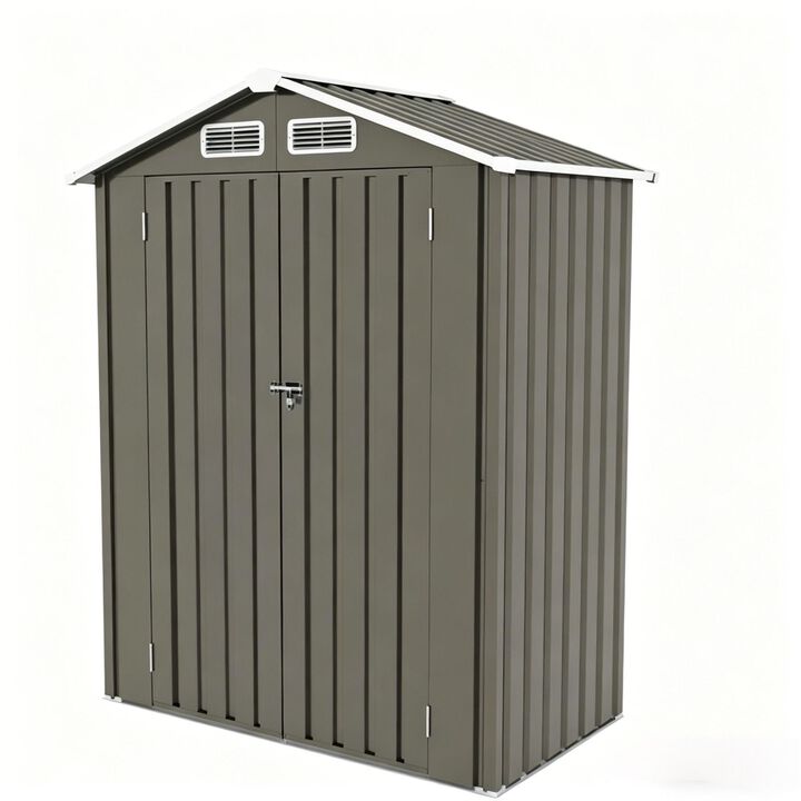 5X3 FT Metal Outdoor Storage Shed with Peaked Roof