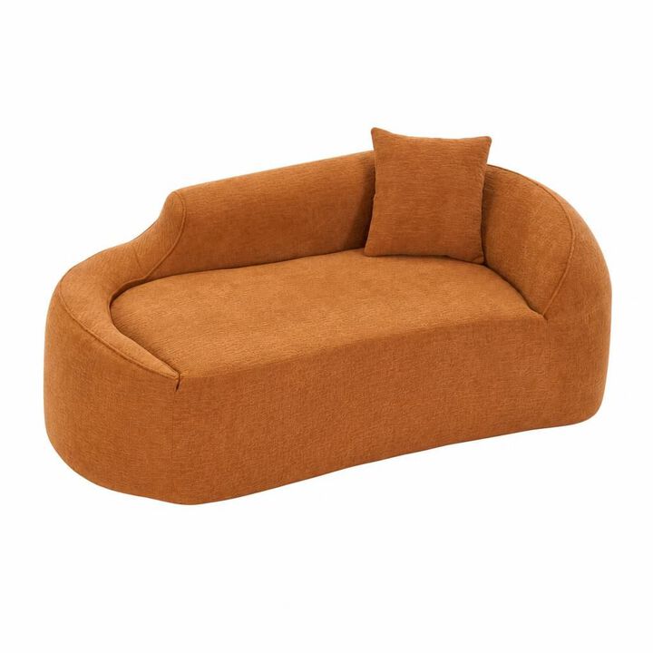 GOODSILO Curved Indoor Chaise Lounge Chair Modern Deep Seating Sleeper Sofa with Throw Pillow for Living Room Bedroom Apartment Small Spaces