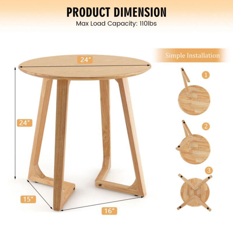 24 Inch Round End Table with Adjustable Foot Pads Natural image number 5