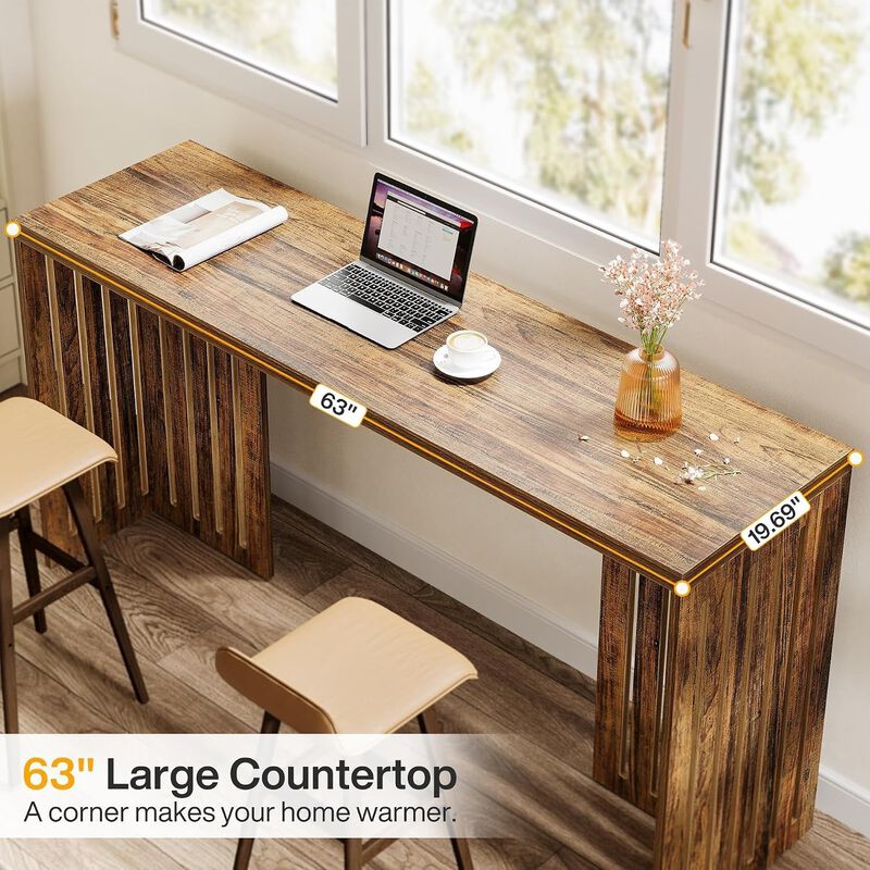 Tribesigns Contemporary Wood Bar Table image number 6