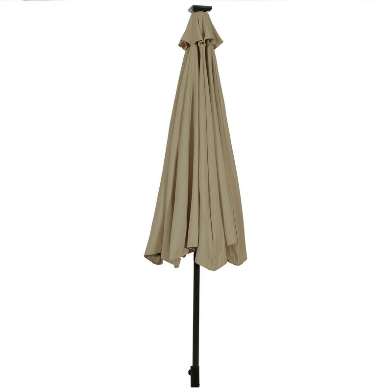 Solar Light Patio Umbrella &ndash; Outdoor Sun Shade with LED Illumination