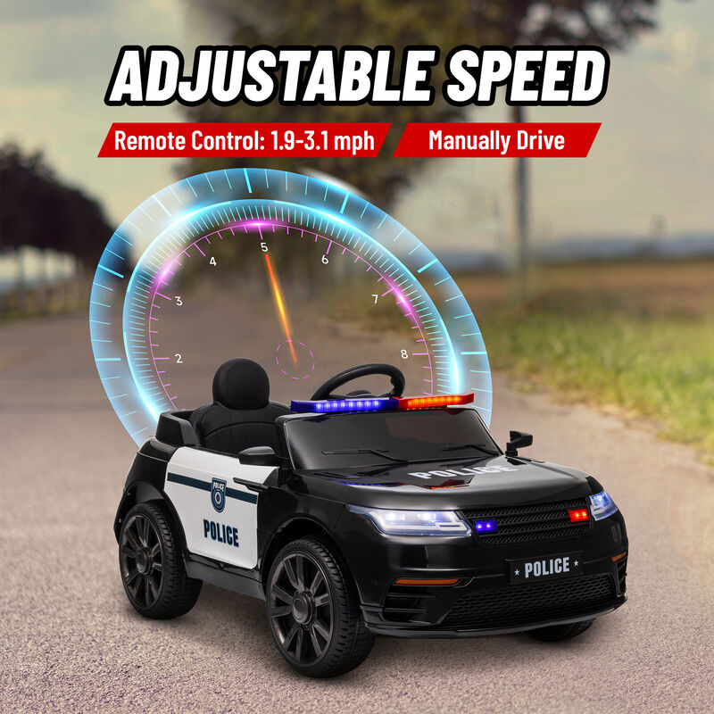 BreeBe 12V Kids Ride on Car w/ Remote Control, Siren, Light, Music, Spring Suspension, Horn & Transport Wheel image number 3
