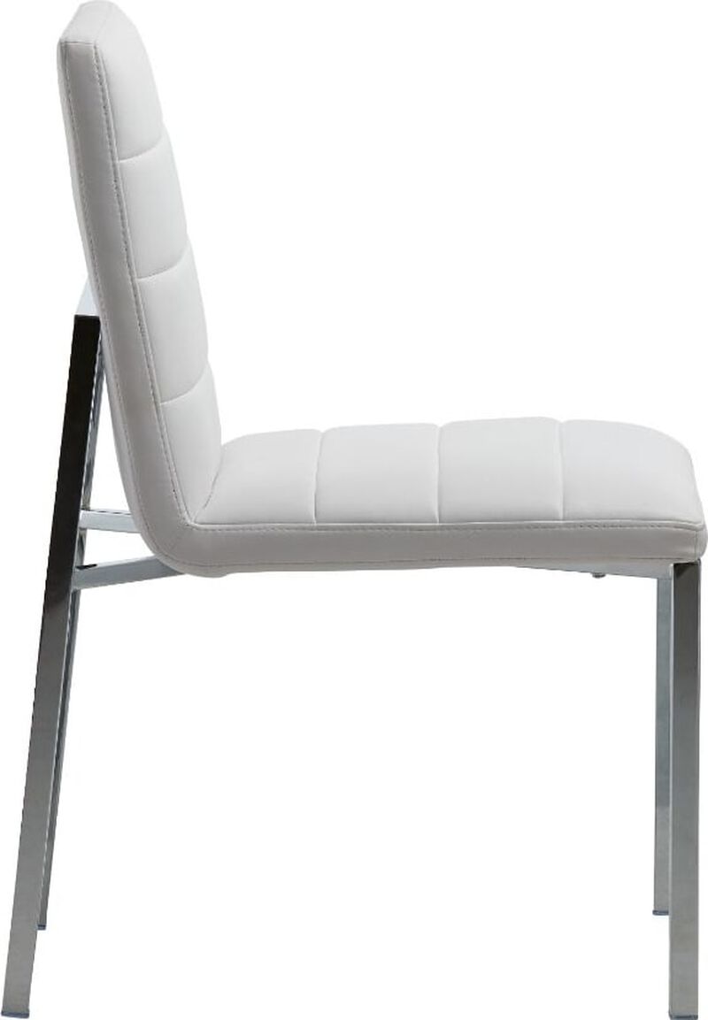 Amalfi Metal Back Chair in White Leather - Set of 2