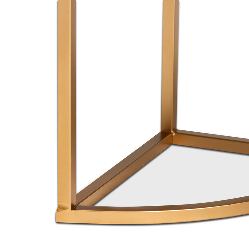 Baxton Studio Beale Green Velvet Upholstered 1 Drawer Console Table With Faux Marble Tabletop