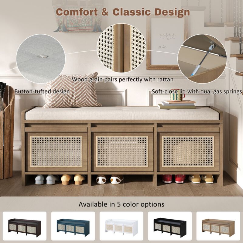 Seckbo Retro Button Tufted Upholstered Storage Bench image number 6