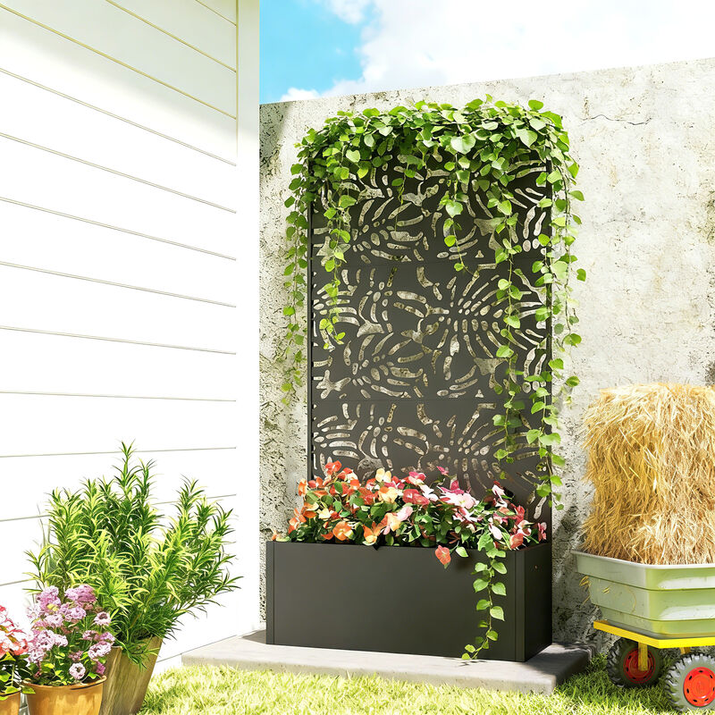 Hivvago Raised Metal Planter with Privacy Trellis and Drainage image number 1