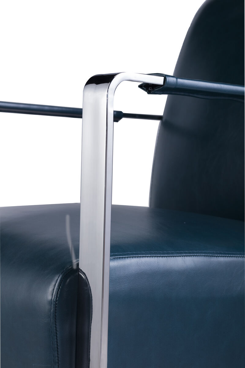 Pasargad Home Luxe Upholstered with Chrome Base Armchair, Teal