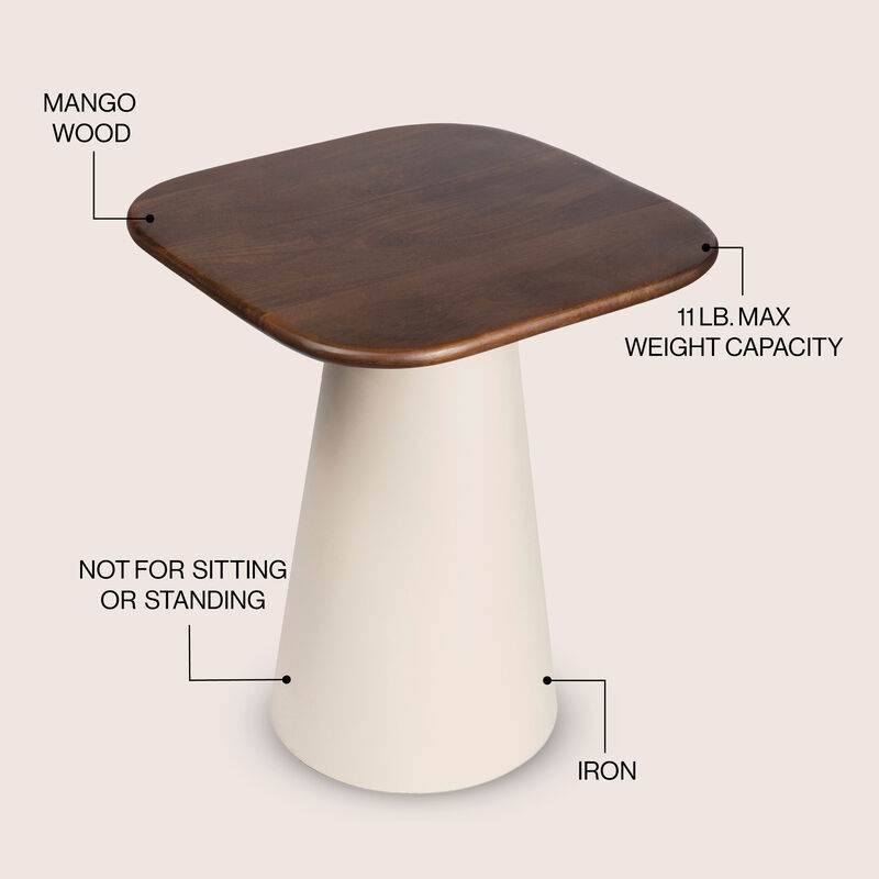 Skye 18" Modern Rustic Square Wood/Metal Accent Table