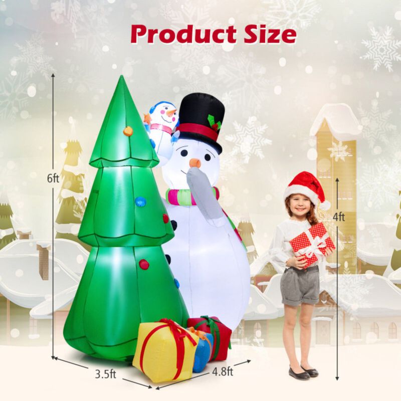 Inflatable Christmas Snowman and Tree Decoration Set with LED Lights