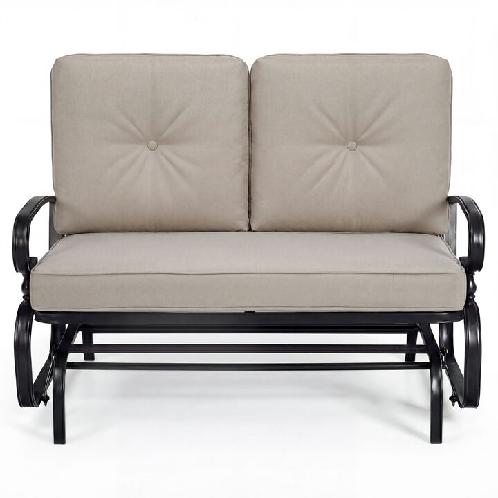2 Seats Outdoor Swing Glider Chair with Comfortable Cushions