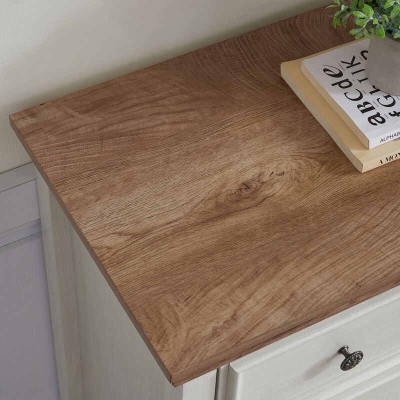 Beige 44.29 in. H Accent Cabinet with 6 Drawers