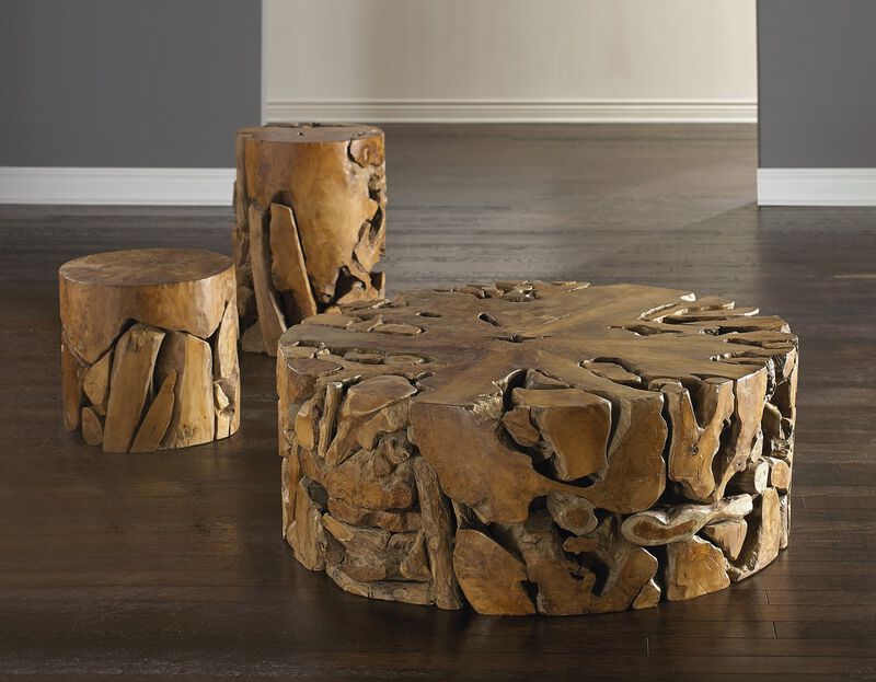 Teak Chunk Round Side Table