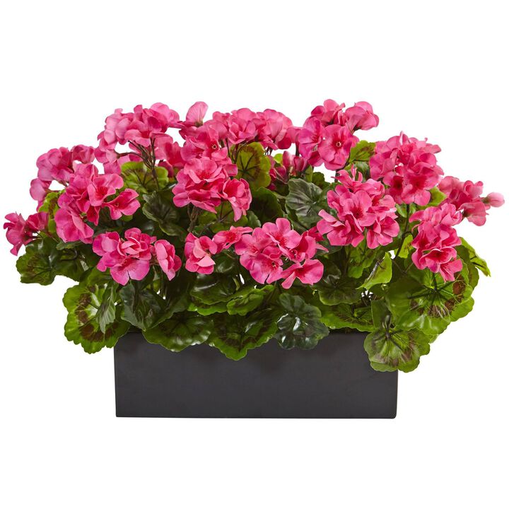 Nearly Natural 13-in Geranium in Planter UV Resistant (Indoor/Outdoor) Beauty