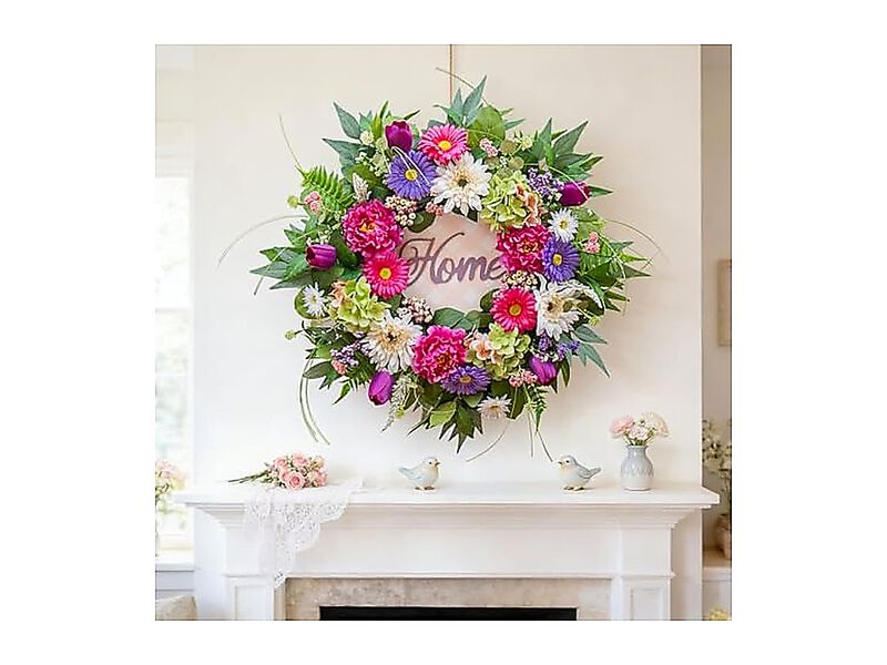 Spring Wreaths Front Door 24 Inch Summer DIY Wood Sign Artificial Hydrangea image number 3