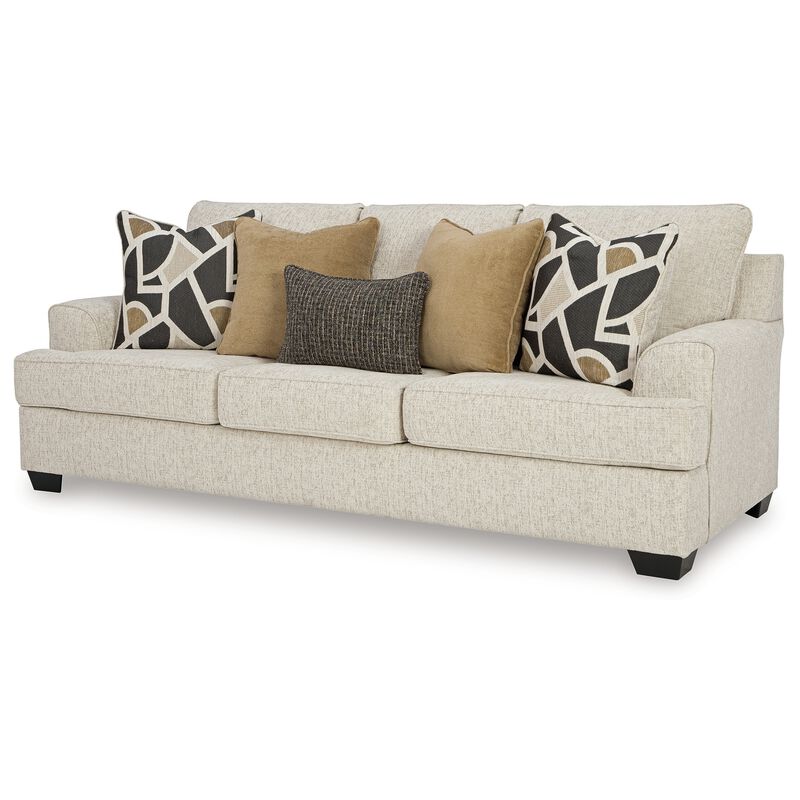 Burgess Sofa, Quartz Beige Polyester, 5 Accent Throw Pillows, 97 Inch image number 4