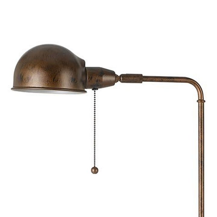 Adjustable Height Metal Pharmacy Lamp with Pull Chain Switch, Bronze - Benzara