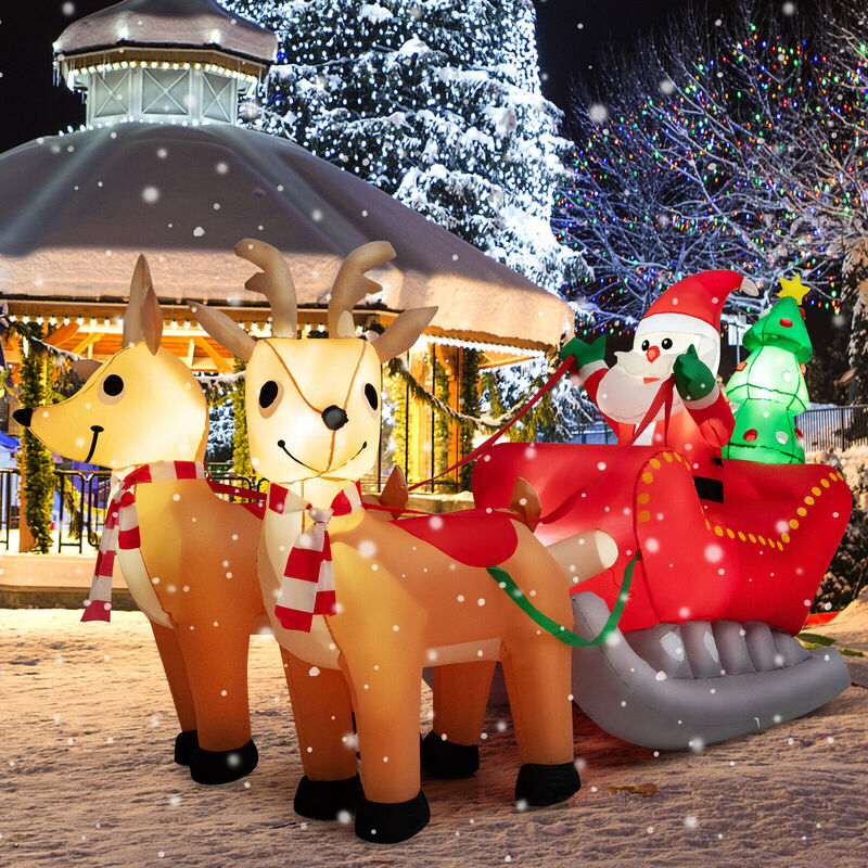 7.2 Feet Long Christmas Inflatable Santa Rides Sled with LED Lights image number 6