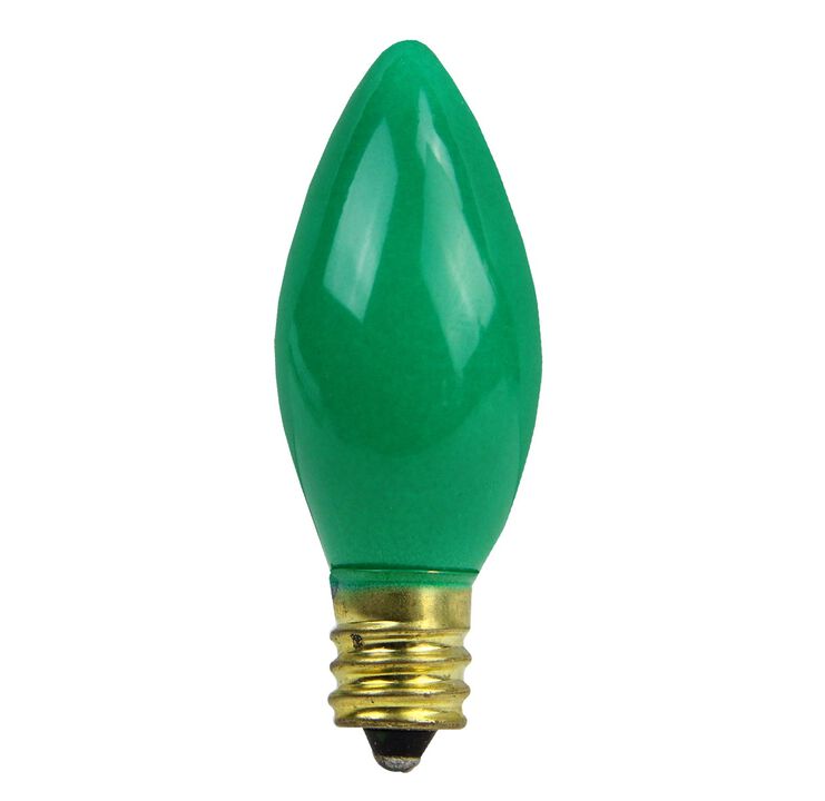 Club Pack of 25 Opaque Green C7 Christmas Replacement Bulbs