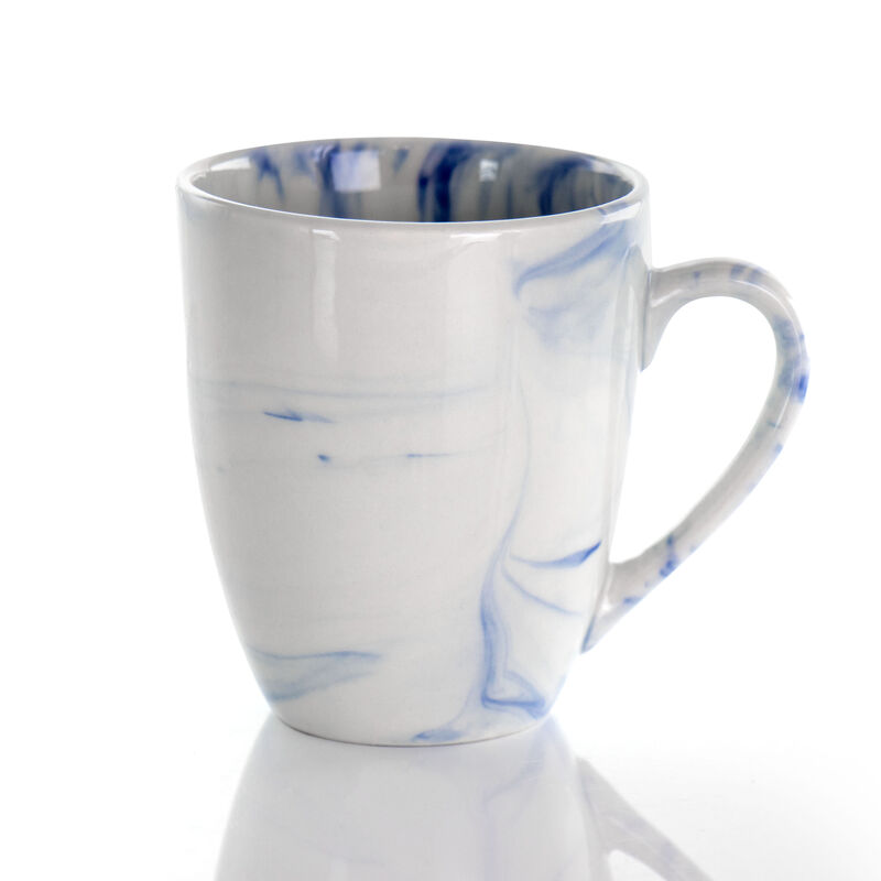 Elama Fine Marble 16 Piece Stoneware Dinnerware Set in Blue and White