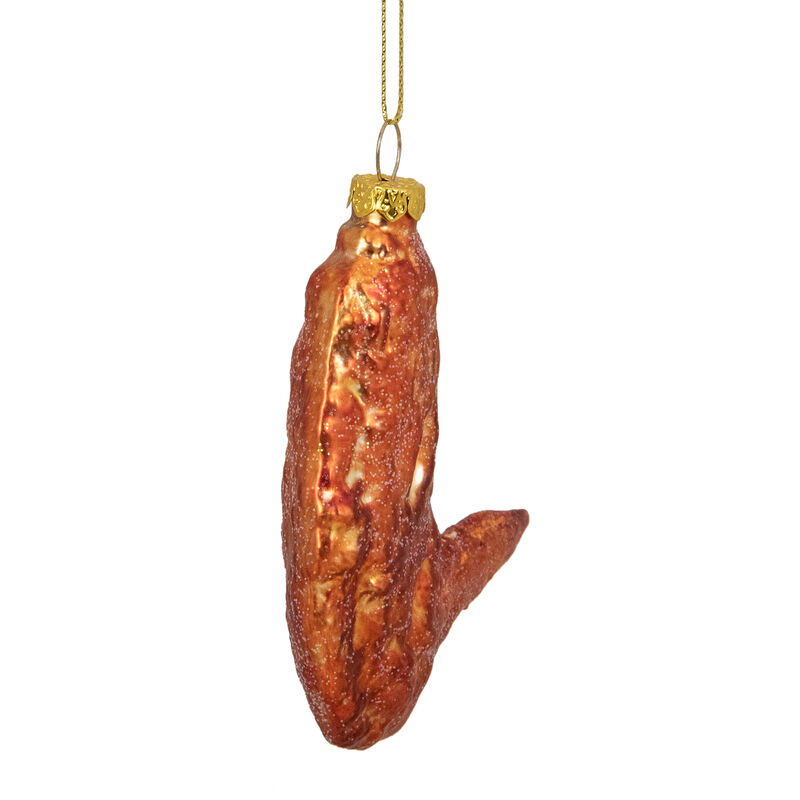 4" Buffalo Flat Chicken Wing Glass Christmas Ornament image number 2