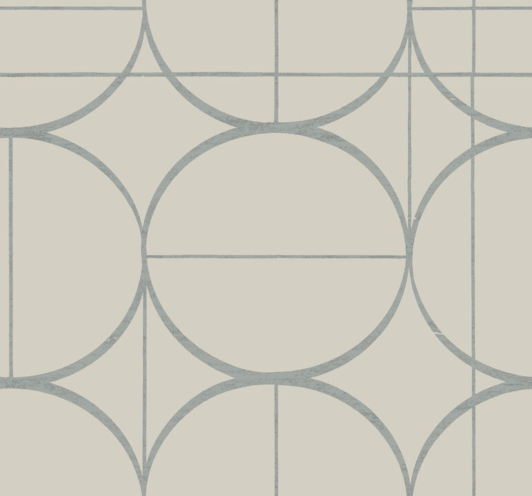 Sun Circles  Taupe & Silver Wallpaper