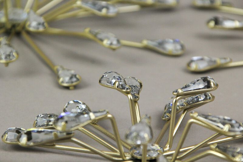 Set of 6 Gold Finish Crystal Jeweled Rhinestone Starburst Metal Wall Hangings image number 2