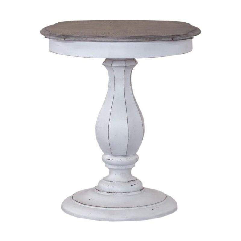 Liberty Furniture Antique White Accent Table with Round Top, Rustic Side Table Style image number 0
