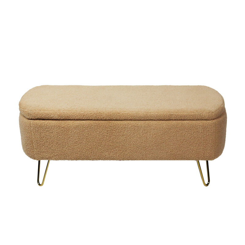 Streamdale Camel Ottoman Bench for Bed, Entryway, Gold Legs image number 8