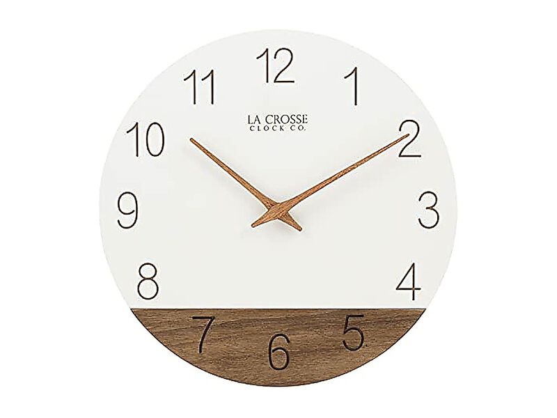 La Crosse Clock 404 3630B 12 Inch Ivory Sierra Wood Quartz Analog Wall image number 0